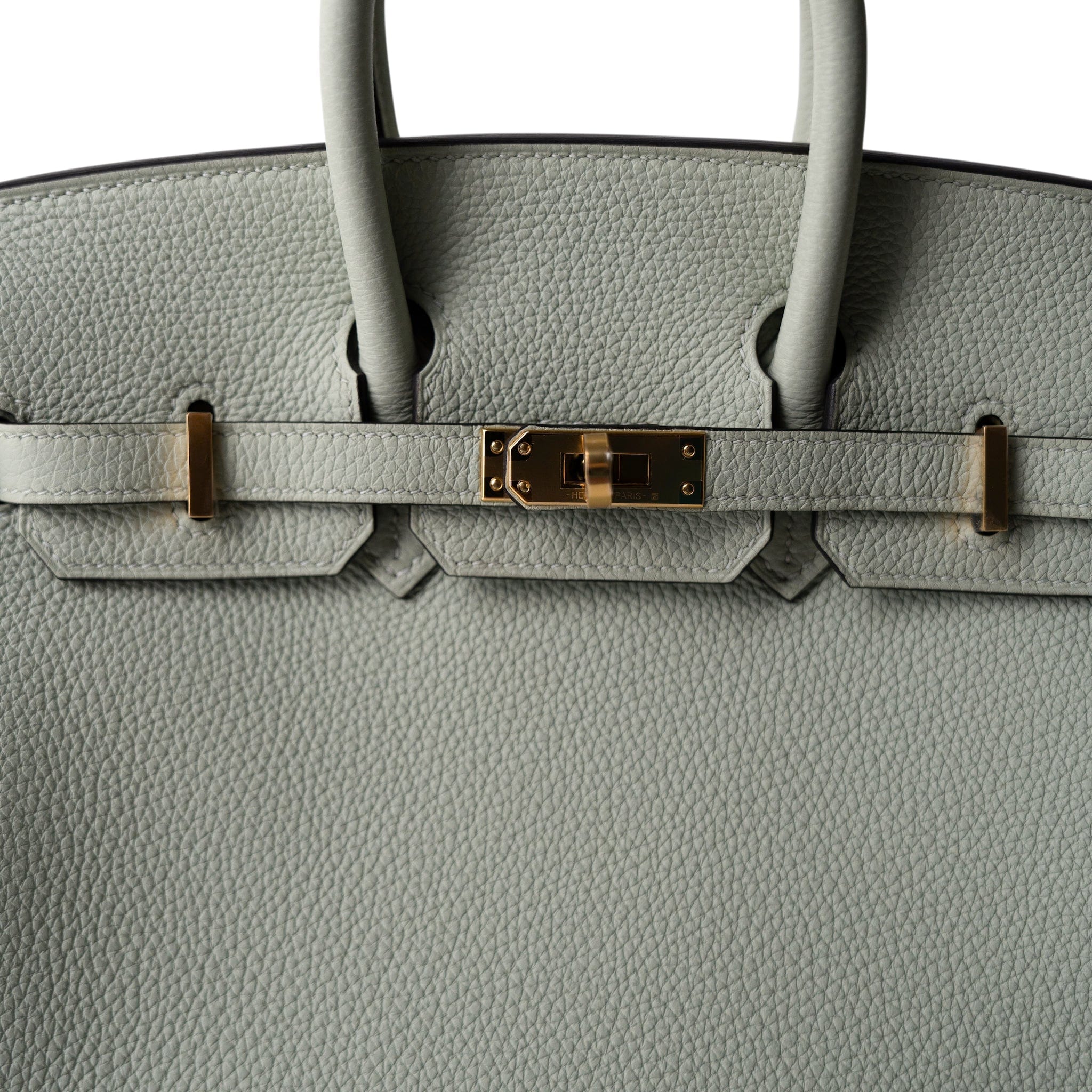Hermes Handbag Birkin 25 Gris Neve Togo Leather Gold Hardware B Stamp - Redeluxe