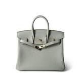 Hermes Handbag Birkin 25 Gris Neve Togo Leather Gold Hardware B Stamp - Redeluxe