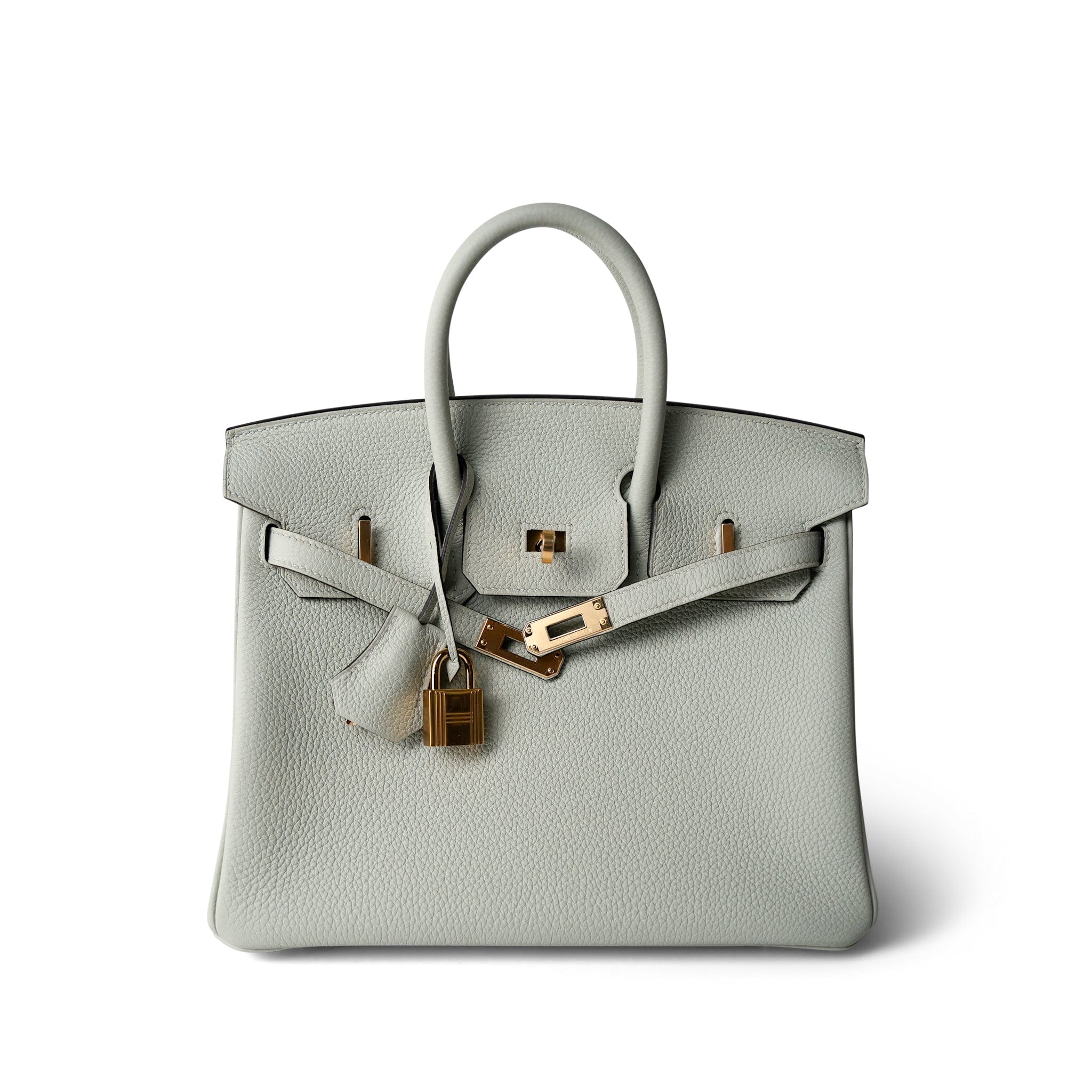 Hermes Handbag Birkin 25 Gris Neve Togo Leather Gold Hardware B Stamp - Redeluxe