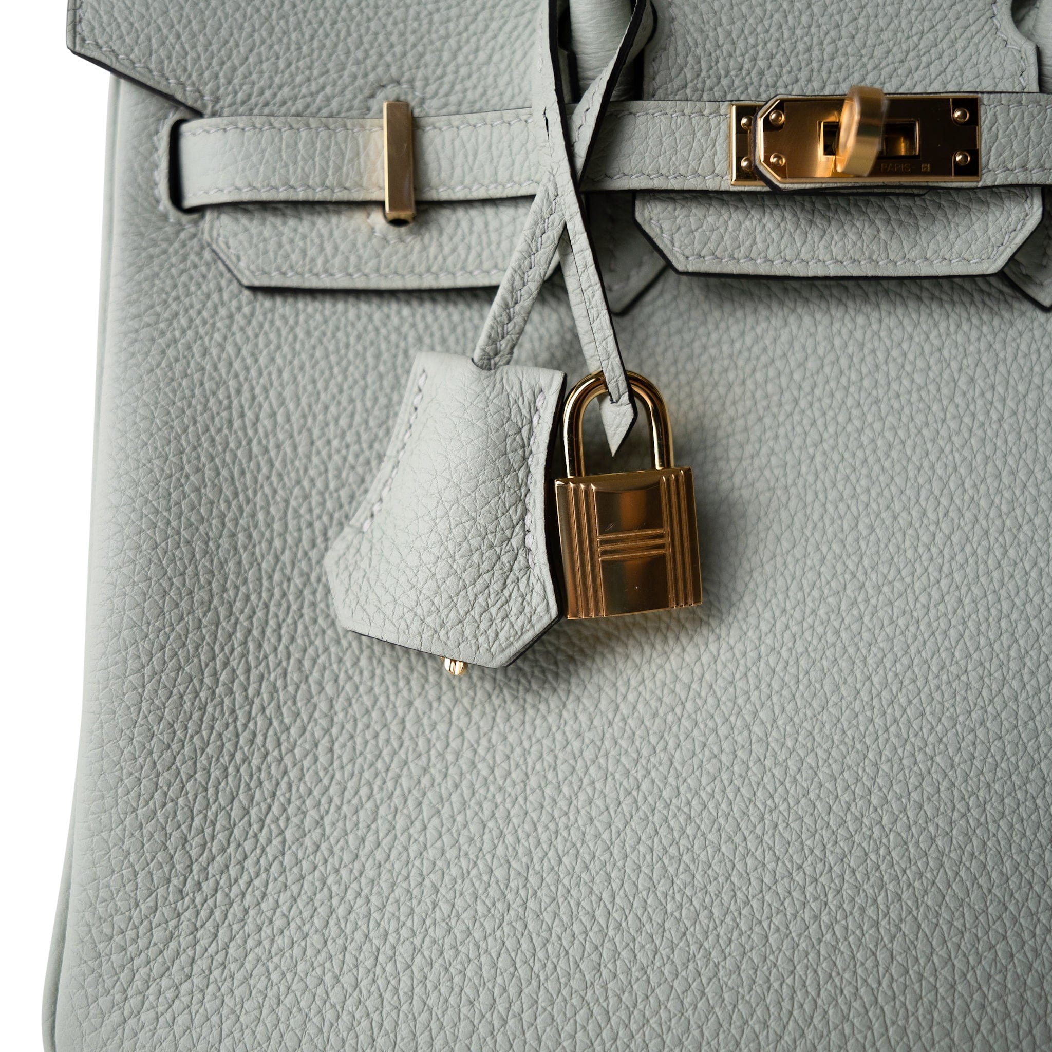 Hermes Handbag Birkin 25 Gris Neve Togo Leather Gold Hardware B Stamp - Redeluxe