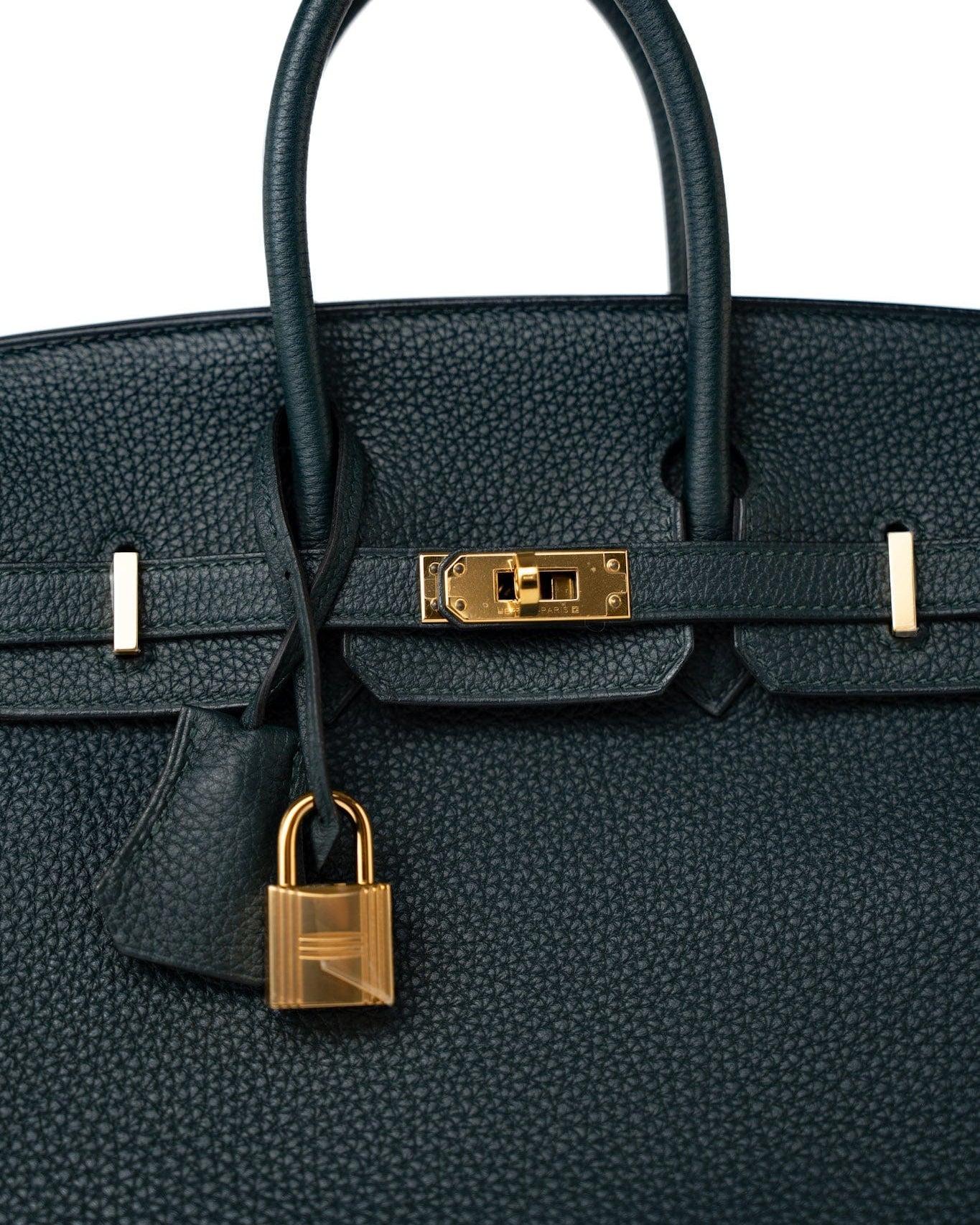 Hermes Handbag Birkin 25 Vert Cyprès Veau Togo Leather Gold Plated C Stamp - Redeluxe