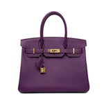 Hermes Handbag Birkin 30 Anemone Veau Epsom Leather Gold Plated R Stamp - Redeluxe