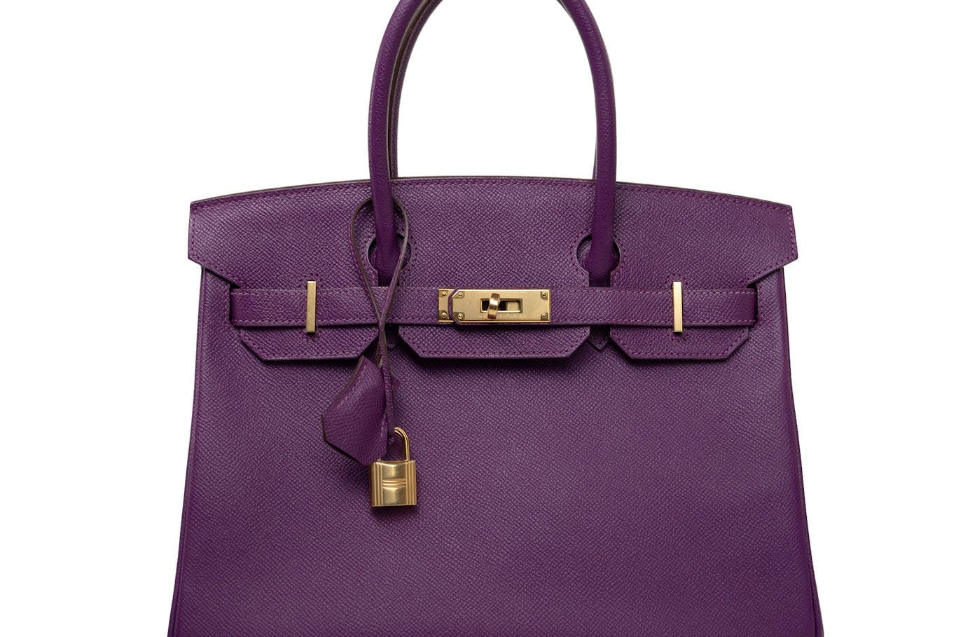 Hermes Handbag Birkin 30 Anemone Veau Epsom Leather Gold Plated R Stamp - Redeluxe