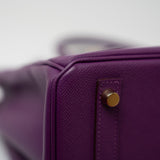 Hermes Handbag Birkin 30 Anemone Veau Epsom Leather Gold Plated R Stamp - Redeluxe