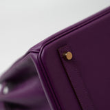 Hermes Handbag Birkin 30 Anemone Veau Epsom Leather Gold Plated R Stamp - Redeluxe