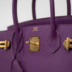 Hermes Handbag Birkin 30 Anemone Veau Epsom Leather Gold Plated R Stamp - Redeluxe