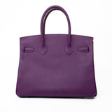 Hermes Handbag Birkin 30 Anemone Veau Epsom Leather Gold Plated R Stamp - Redeluxe