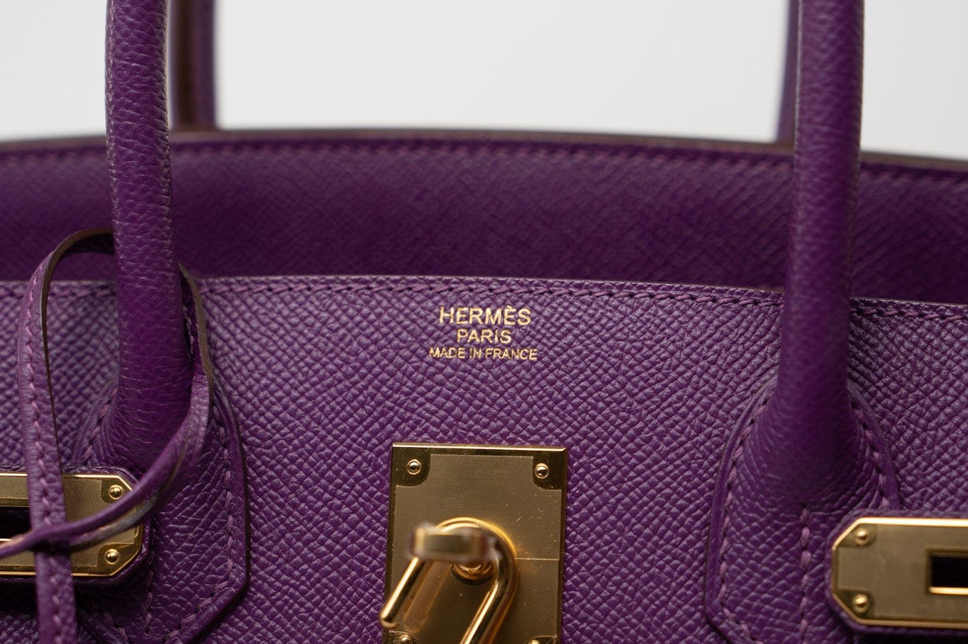 Hermes Handbag Birkin 30 Anemone Veau Epsom Leather Gold Plated R Stamp - Redeluxe