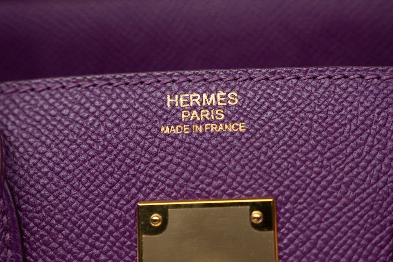 Hermes Handbag Birkin 30 Anemone Veau Epsom Leather Gold Plated R Stamp - Redeluxe