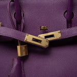 Hermes Handbag Birkin 30 Anemone Veau Epsom Leather Gold Plated R Stamp - Redeluxe