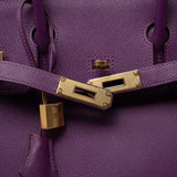 Hermes Handbag Birkin 30 Anemone Veau Epsom Leather Gold Plated R Stamp - Redeluxe