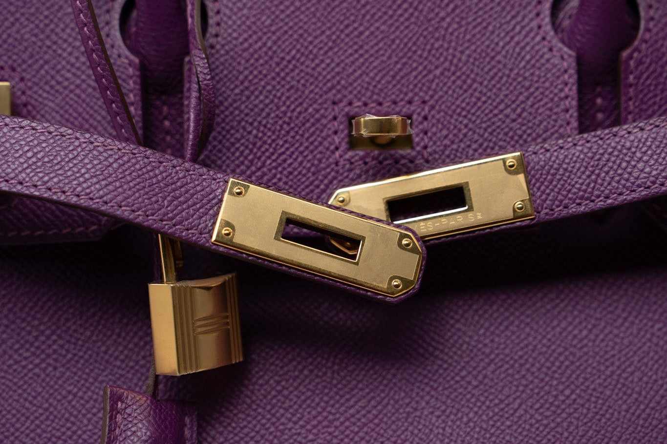 Hermes Handbag Birkin 30 Anemone Veau Epsom Leather Gold Plated R Stamp - Redeluxe