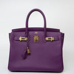 Hermes Handbag Birkin 30 Anemone Veau Epsom Leather Gold Plated R Stamp - Redeluxe