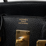 Hermes Handbag Birkin 30 Black/ Noir Vachette Ardennes Gold Plated Hardware G Square Stamp - Redeluxe