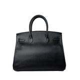 Hermes Handbag Birkin 30 Black/ Noir Vachette Ardennes Gold Plated Hardware G Square Stamp - Redeluxe