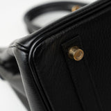 Hermes Handbag Birkin 30 Black/ Noir Vachette Ardennes Gold Plated Hardware G Square Stamp - Redeluxe