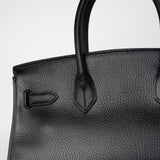 Hermes Handbag Birkin 30 Black/ Noir Vachette Ardennes Gold Plated Hardware G Square Stamp - Redeluxe
