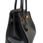 Hermes Handbag Birkin 30 Black/ Noir Vachette Ardennes Gold Plated Hardware G Square Stamp - Redeluxe