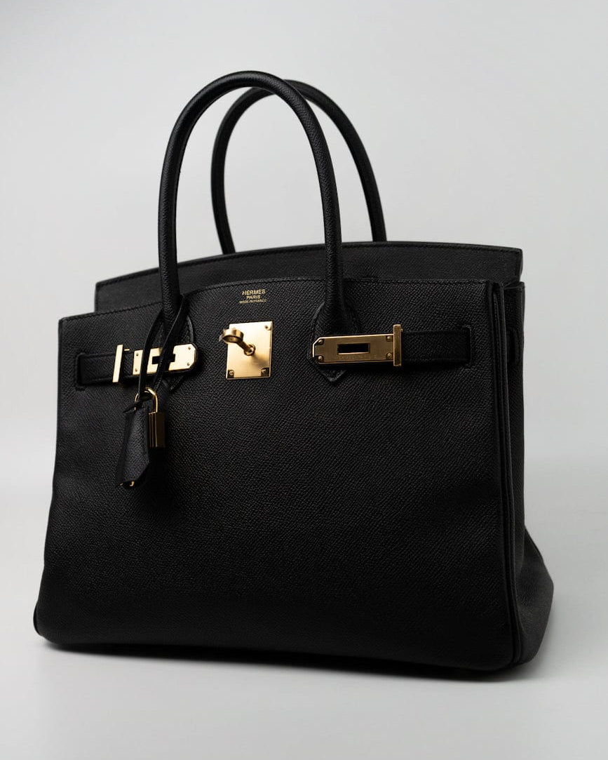 Hermes Handbag Birkin 30 Black Veau Epsom Leather Gold Plated Hardware 2017 A - Redeluxe
