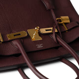 Hermes Handbag Birkin 30 Bordeaux Veau Togo Leather Gold Plated Hardware A Stamp - Redeluxe