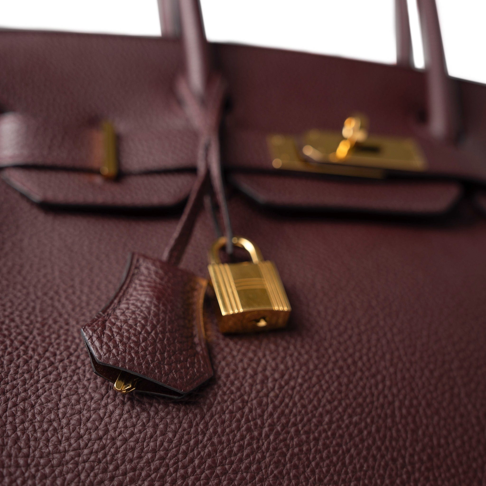Hermes Handbag Birkin 30 Bordeaux Veau Togo Leather Gold Plated Hardware A Stamp - Redeluxe