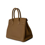 Hermes Handbag Birkin 30 Bronze Doré / Bleu Brume Veau Togo Leather Palladium Plated Z Stamp - Redeluxe