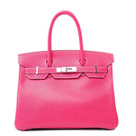 Hermes Handbag Birkin 30 (Candy Model) Rose Tyrien / Rubis Veau Epsom Leather Palladium Plated O Square Stamp - Redeluxe