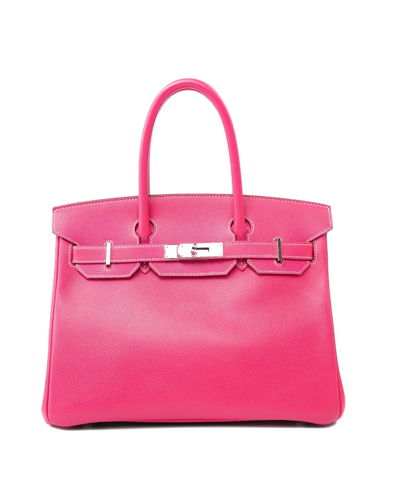 Hermes Handbag Birkin 30 (Candy Model) Rose Tyrien / Rubis Veau Epsom Leather Palladium Plated O Square Stamp - Redeluxe
