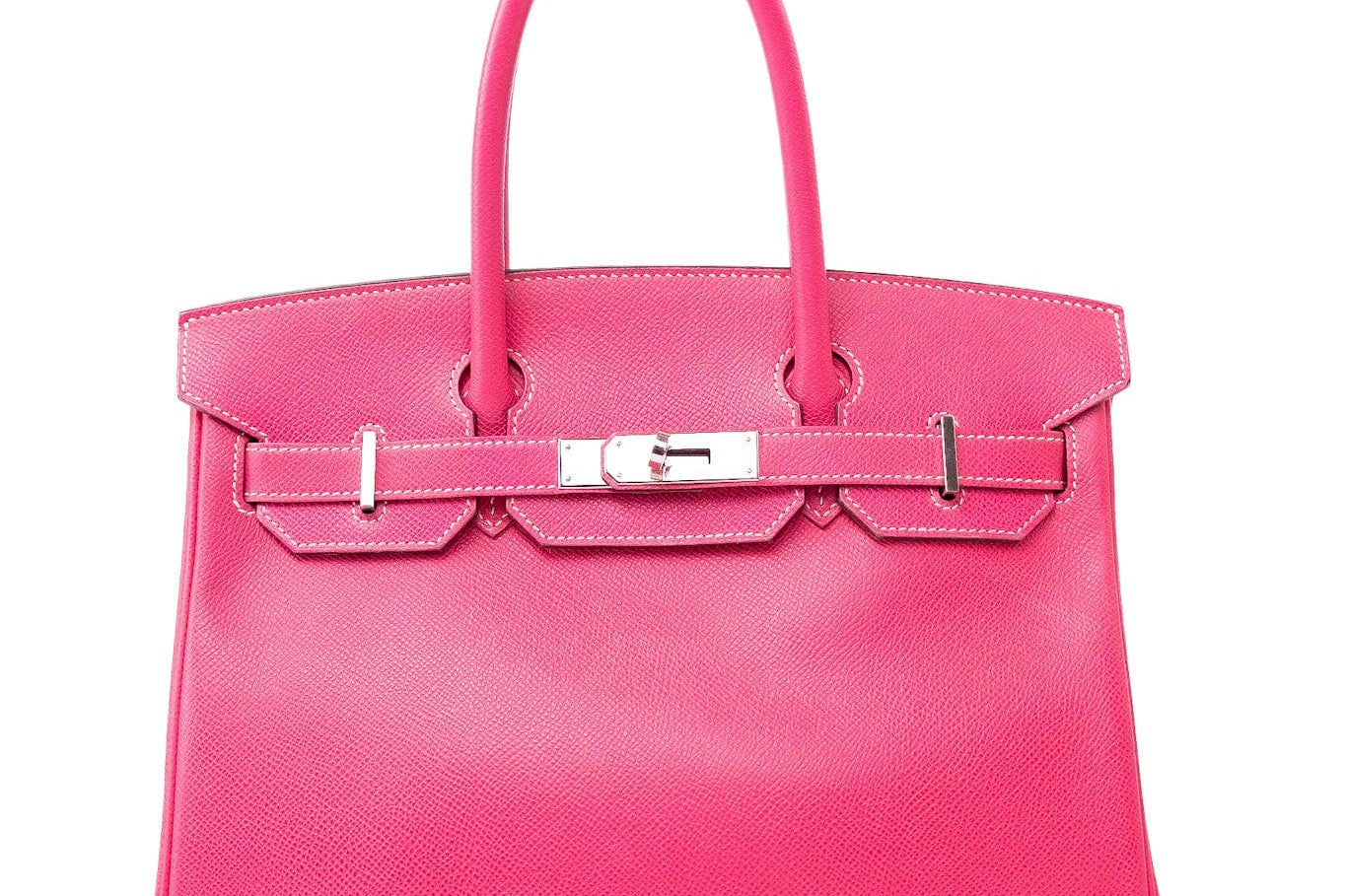 Hermes Handbag Birkin 30 (Candy Model) Rose Tyrien / Rubis Veau Epsom Leather Palladium Plated O Square Stamp - Redeluxe