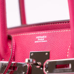 Hermes Handbag Birkin 30 (Candy Model) Rose Tyrien / Rubis Veau Epsom Leather Palladium Plated O Square Stamp - Redeluxe