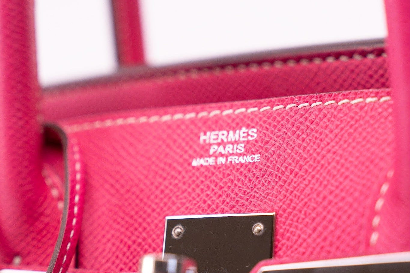 Hermes Handbag Birkin 30 (Candy Model) Rose Tyrien / Rubis Veau Epsom Leather Palladium Plated O Square Stamp - Redeluxe