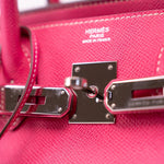 Hermes Handbag Birkin 30 (Candy Model) Rose Tyrien / Rubis Veau Epsom Leather Palladium Plated O Square Stamp - Redeluxe