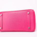 Hermes Handbag Birkin 30 (Candy Model) Rose Tyrien / Rubis Veau Epsom Leather Palladium Plated O Square Stamp - Redeluxe