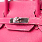 Hermes Handbag Birkin 30 (Candy Model) Rose Tyrien / Rubis Veau Epsom Leather Palladium Plated O Square Stamp - Redeluxe