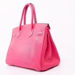 Hermes Handbag Birkin 30 (Candy Model) Rose Tyrien / Rubis Veau Epsom Leather Palladium Plated O Square Stamp - Redeluxe