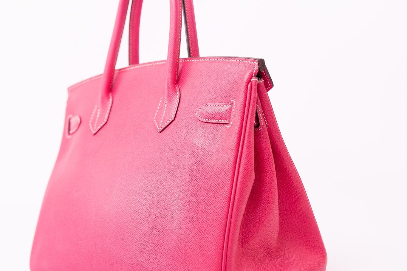 Hermes Handbag Birkin 30 (Candy Model) Rose Tyrien / Rubis Veau Epsom Leather Palladium Plated O Square Stamp - Redeluxe