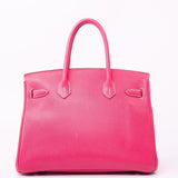 Hermes Handbag Birkin 30 (Candy Model) Rose Tyrien / Rubis Veau Epsom Leather Palladium Plated O Square Stamp - Redeluxe
