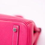 Hermes Handbag Birkin 30 (Candy Model) Rose Tyrien / Rubis Veau Epsom Leather Palladium Plated O Square Stamp - Redeluxe