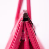 Hermes Handbag Birkin 30 (Candy Model) Rose Tyrien / Rubis Veau Epsom Leather Palladium Plated O Square Stamp - Redeluxe