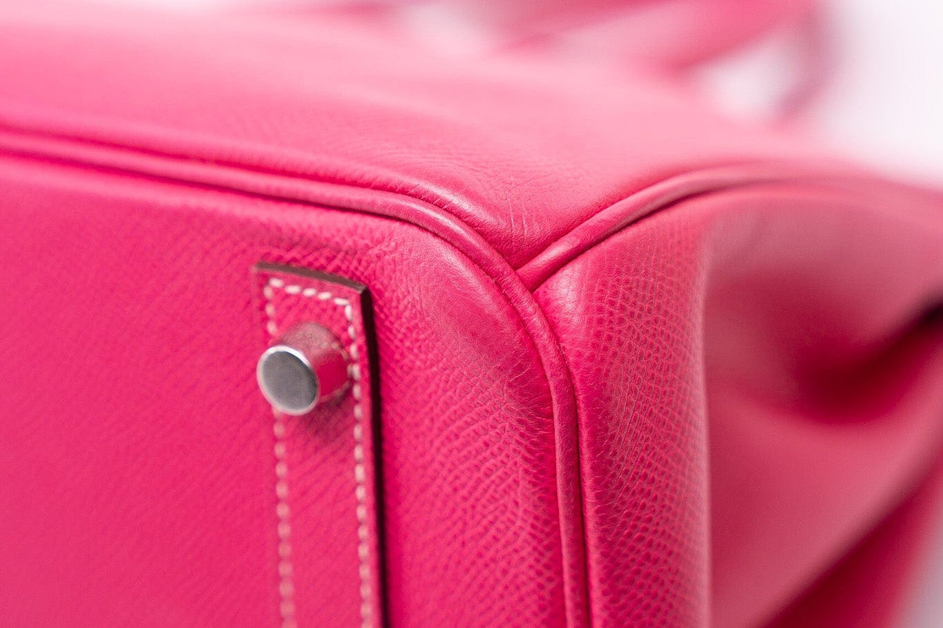 Hermes Handbag Birkin 30 (Candy Model) Rose Tyrien / Rubis Veau Epsom Leather Palladium Plated O Square Stamp - Redeluxe
