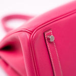Hermes Handbag Birkin 30 (Candy Model) Rose Tyrien / Rubis Veau Epsom Leather Palladium Plated O Square Stamp - Redeluxe
