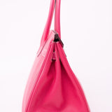 Hermes Handbag Birkin 30 (Candy Model) Rose Tyrien / Rubis Veau Epsom Leather Palladium Plated O Square Stamp - Redeluxe