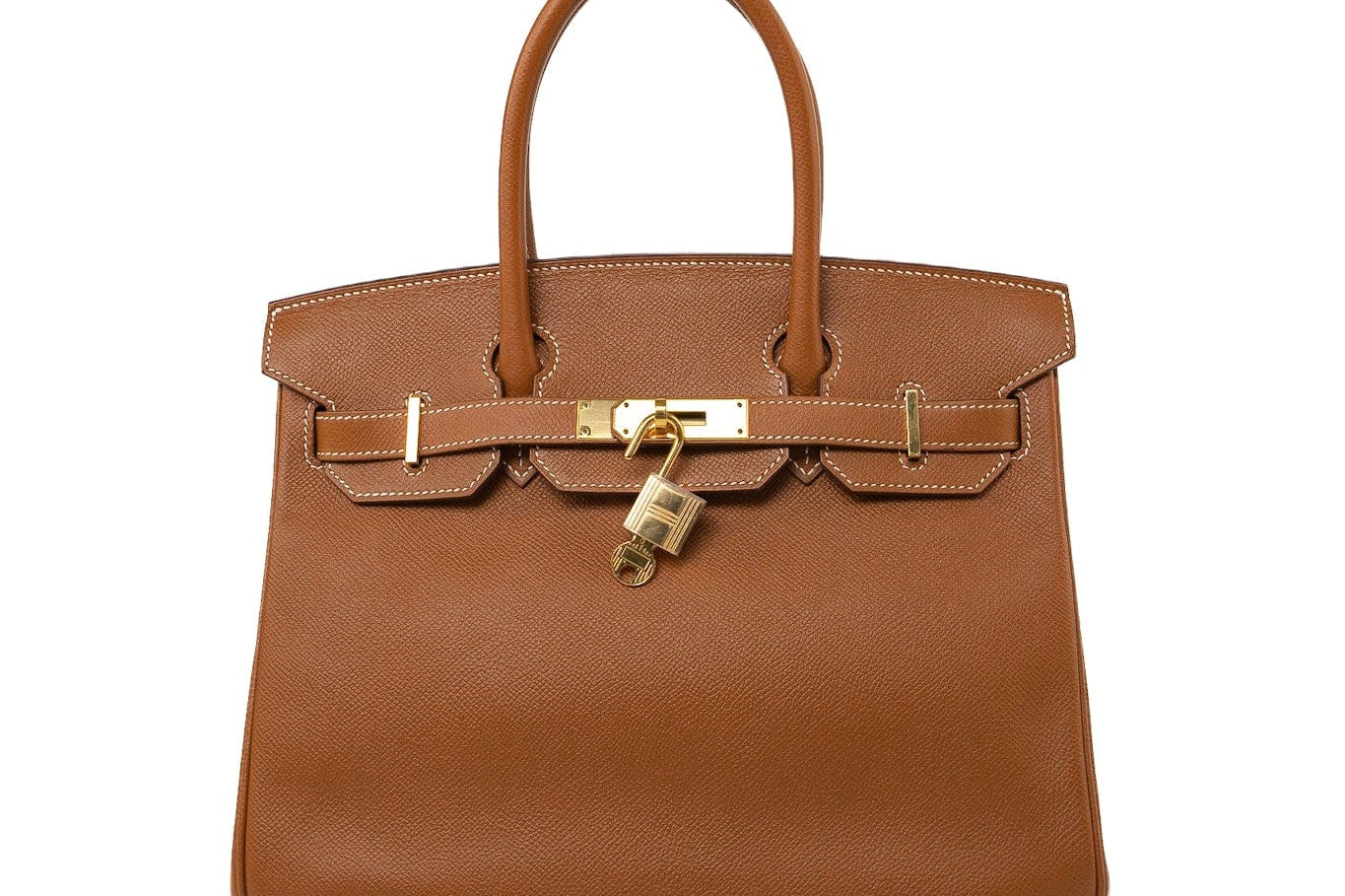Hermes Handbag Birkin 30 Gold Veau Epsom Leather Gold Plated Stamp A - Redeluxe