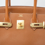 Hermes Handbag Birkin 30 Gold Veau Epsom Leather Gold Plated Stamp A - Redeluxe