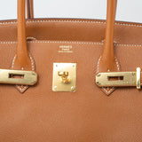Hermes Handbag Birkin 30 Gold Veau Epsom Leather Gold Plated Stamp A - Redeluxe