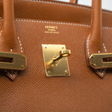 Hermes Handbag Birkin 30 Gold Veau Epsom Leather Gold Plated Stamp A - Redeluxe
