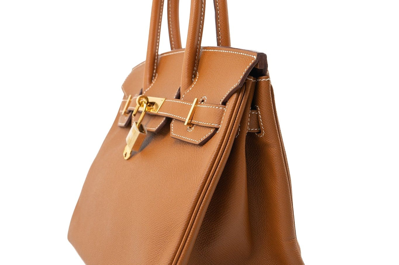 Hermes Handbag Birkin 30 Gold Veau Epsom Leather Gold Plated Stamp A - Redeluxe
