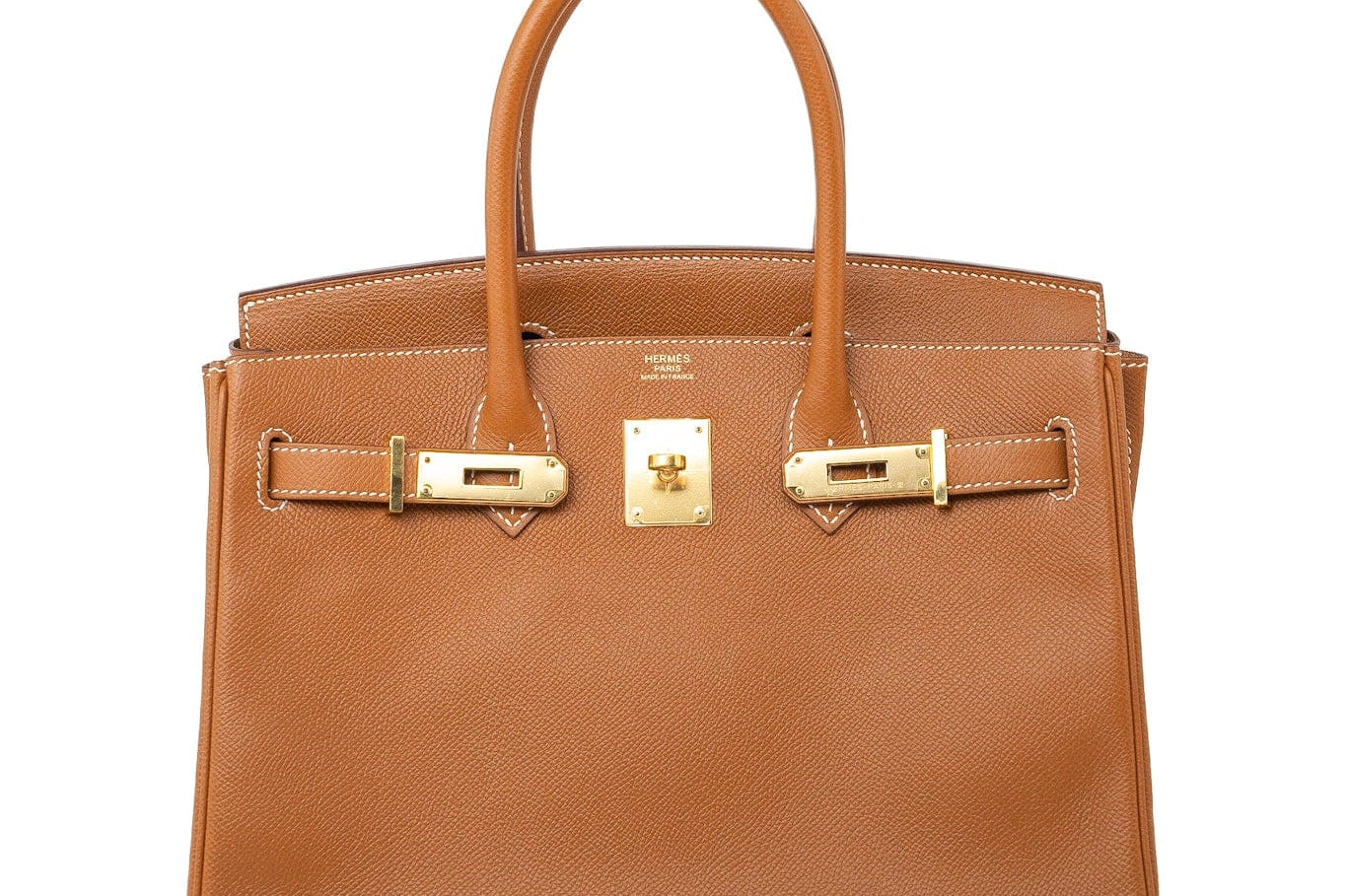 Hermes Handbag Birkin 30 Gold Veau Epsom Leather Gold Plated Stamp A - Redeluxe