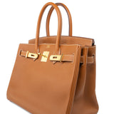 Hermes Handbag Birkin 30 Gold Veau Epsom Leather Gold Plated Stamp A - Redeluxe