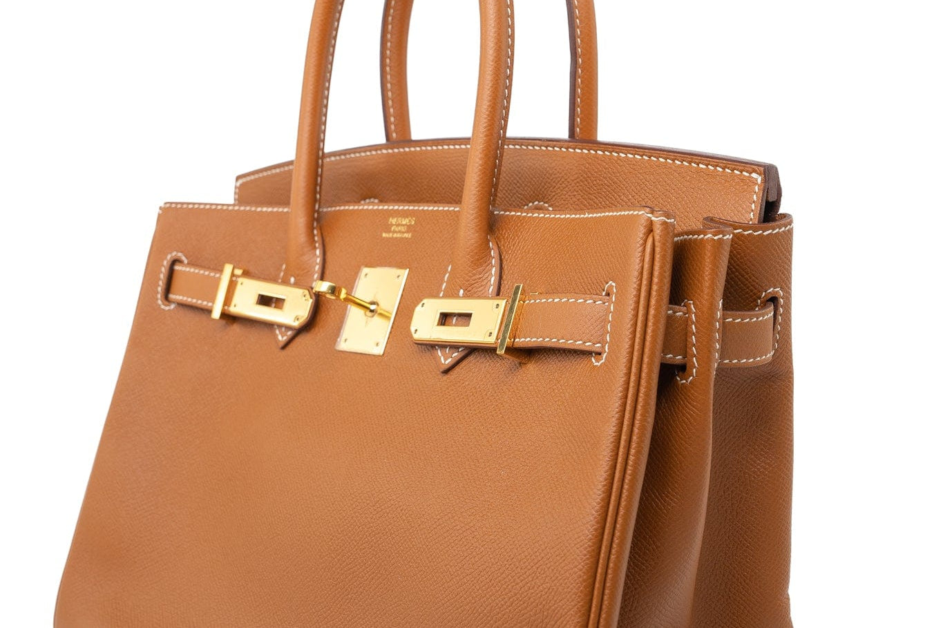Hermes Handbag Birkin 30 Gold Veau Epsom Leather Gold Plated Stamp A - Redeluxe